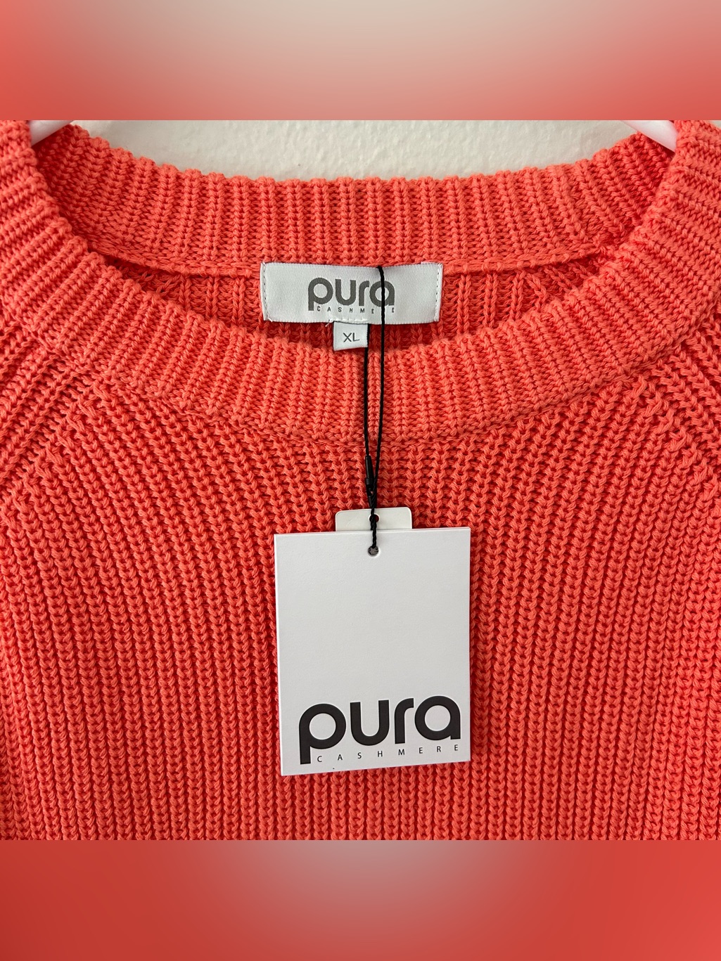 Pura Cashmere 100% Supima Cotton Knit Pullover Sweater Women’s Xl Coastal Peach — image 7 of 8